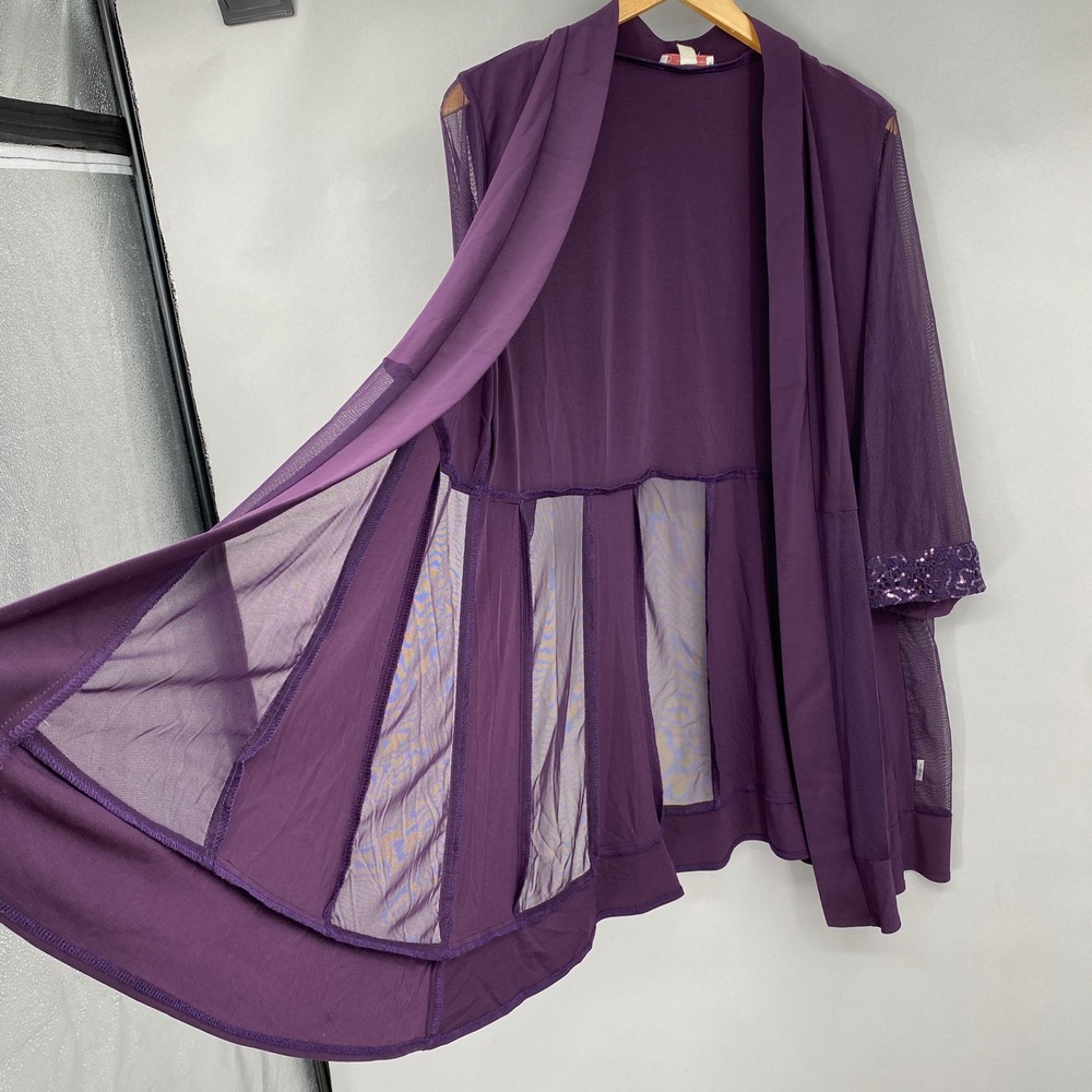 CB Purple Mesh Sequin Open Front Cardigan Womens 1X Layering Wrap Whimsigoth